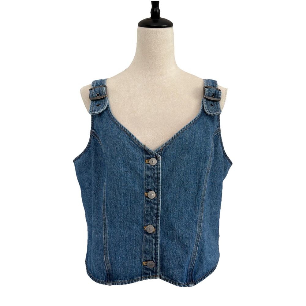 Levi's Charlie Denim Crop Top Women XXL Blue Slim Fit 100% Cotton Cowgirl Casual - Picture 2 of 13